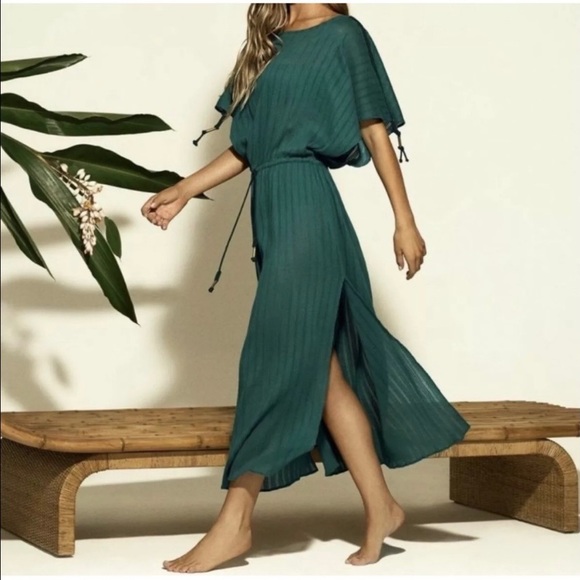 ViX Paula Hermanny Solid Lauren Green Caftan NWT SZ M - Picture 2 of 11